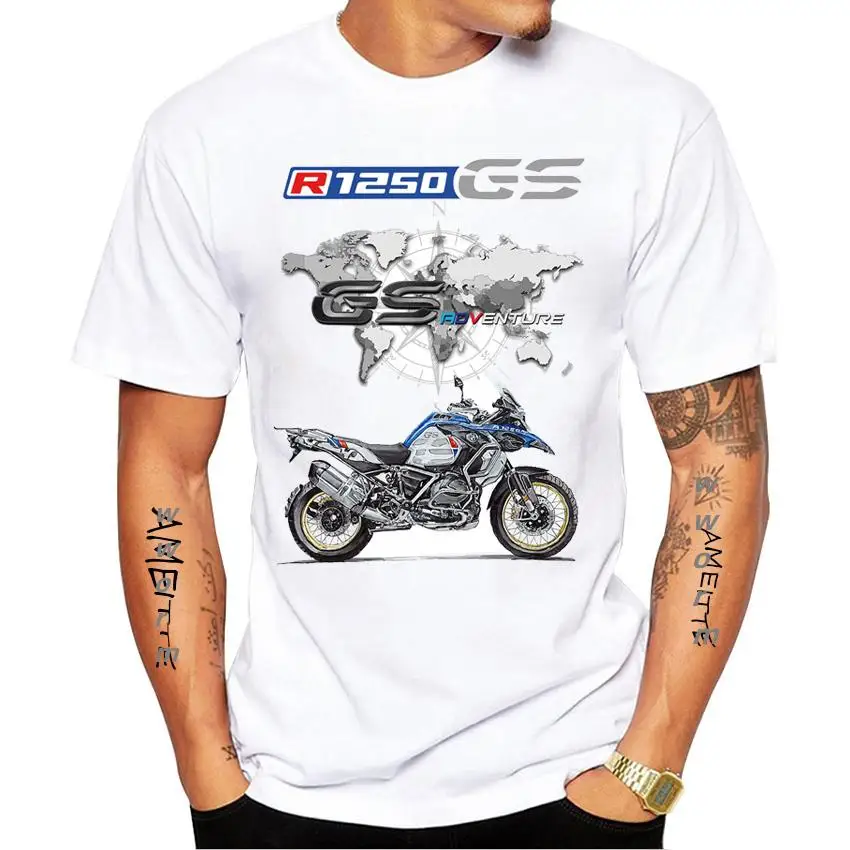 GS Adventure Style Drive The Classic Motorcycle R 1250 Print T-Shirt Musim Panas Pria Lengan Pendek Putih Kasual Atasan Anak Tee