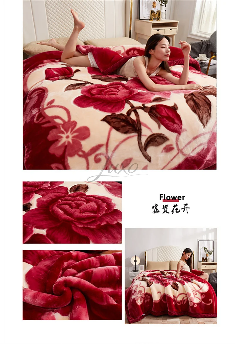 New Warm Weighted Blankets for Beds High End Thicken Warmth Raschel Blanket for Winter Autumn Double Side Plush Comforter Quilt