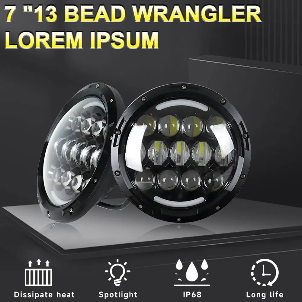 7 Inch Round H4 LED Headlamp Hi/Low Turn Signal For Harley Davidson For Jeep Wrangler or Urban 4x4 Suzuki Samurai work light