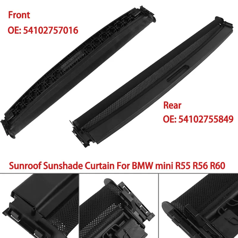 Car Panorama Sunroof Sunshade Curtain Cover For BMW mini R55 R56 R60 Cooper S One JCW 2007-2016 54102757016 54102755849