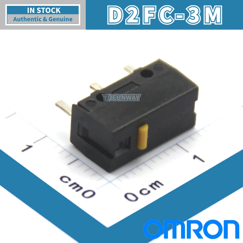 10pcs-100pcs D2FC-3M New Original OMRON Micro Switch Yellow Dot Limit Switch Mouse Button Repair Whloesale