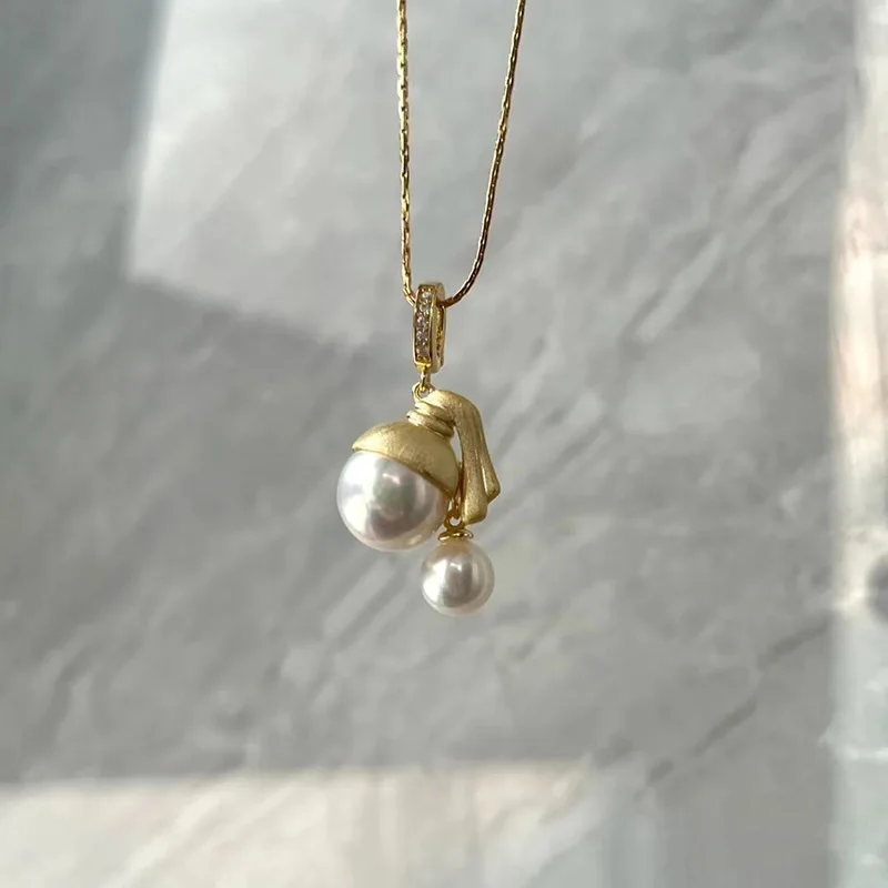 

925 Sterling Silver Pearl Necklace Charm Personalized Geometric Shape Pendant Choker Birthday Gift for Women Exquisite Jewelry