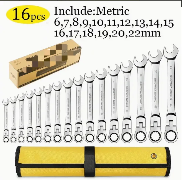 

Suitable for Shaking head ratchet wrench 16-piece set Marine auto maintenance maintenance opening dual-purpose wrench Ratchet wr