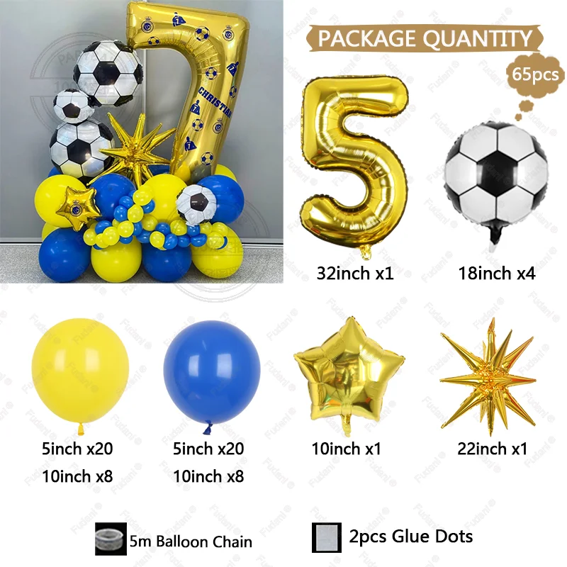 65 قطعة بالون كرة القدم الخماسي الذهبي عدد بالون عيد ميلاد مجموعة الرياضة تحت عنوان الطرف الديكور عيد ميلاد التصوير الدعائم