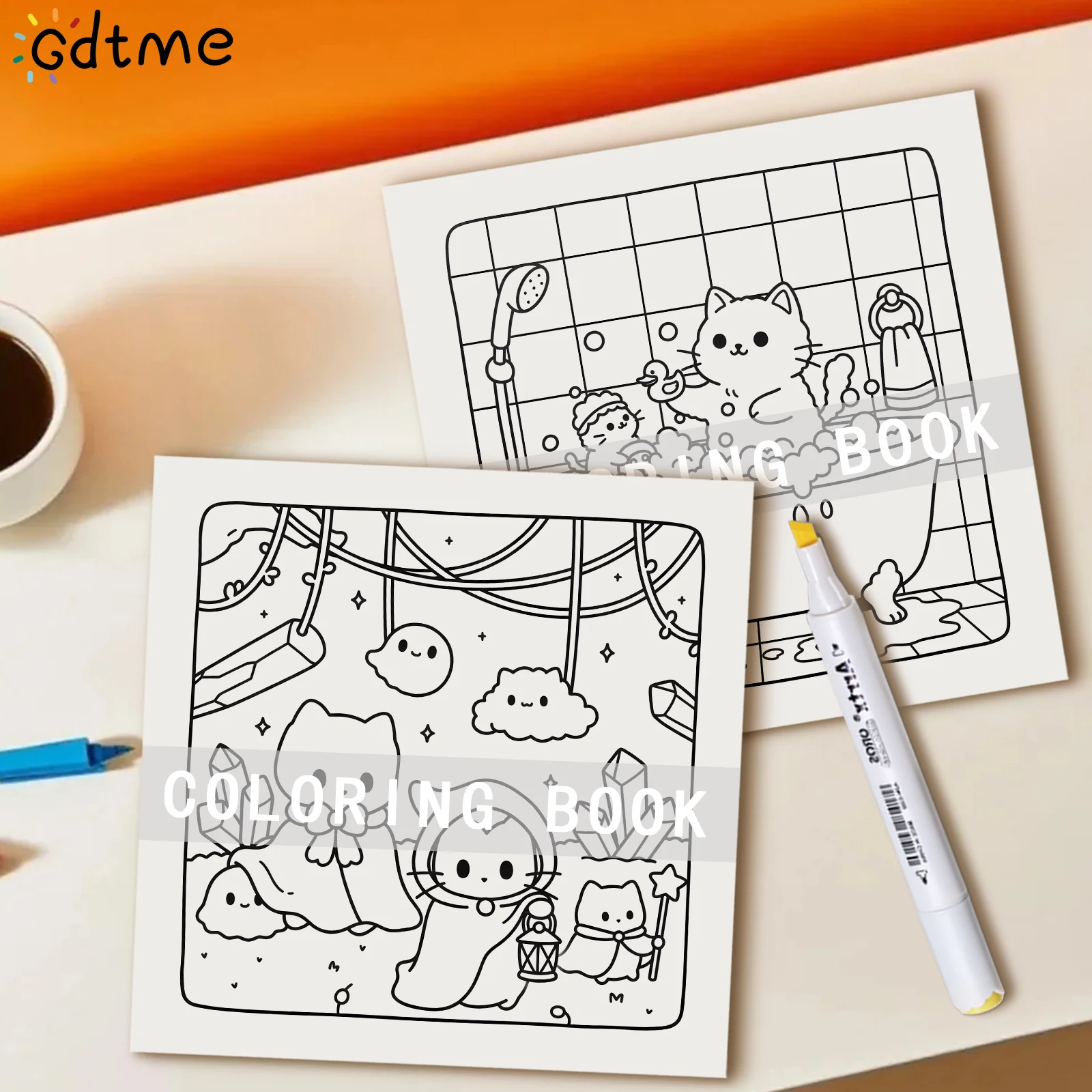 SPOOKSY CATS Malbuch für Erwachsene, Cartoon-Muster mit kräftigen und einfachen Linien, Stressabbau und Entspannung, DIY-Graffiti-Malbuch – Detail 8