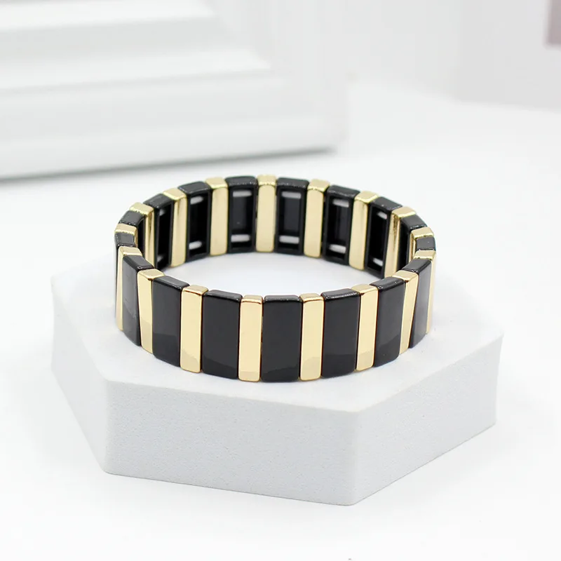 Fashion Exquisite Gold-plated Color Paint Enamel Ladies Bracelet Bracelet DIY Bohemian Trendy Charm Elastic Bracelet Jewelry