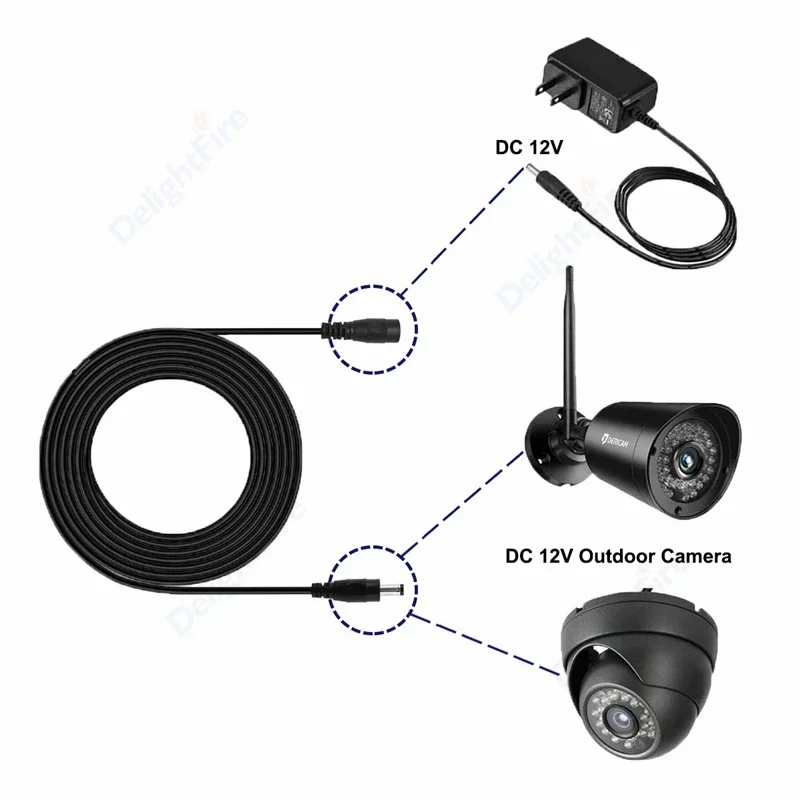 5.5mm 2.1mm DC Extension Cord 5V 12V 22AWG 3A 1/2/3/5/10m Male Female Jack Power Cable for CCTV Security Camera LED Strip Lights