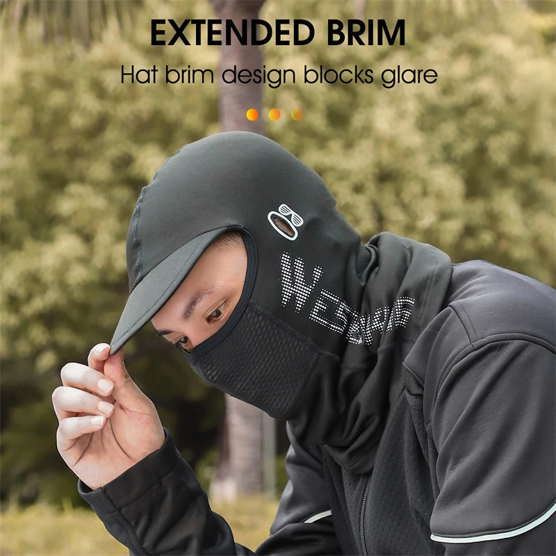 WEST BIKING Men Women Winter Brim Breathable Mask Anti-UV Cool Motorcycle Helmet Full Face Cap Windproof Cycling Equipment