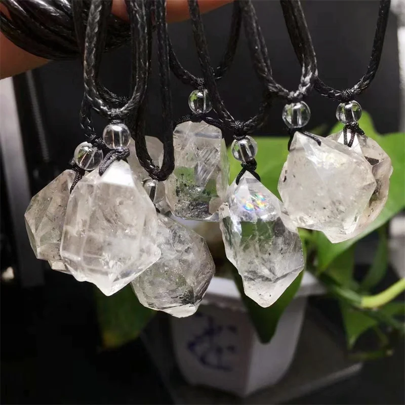 Natural Freeform Herkimer Diamond Pendant Crystal Stone Hand Made Carved Fashion Holiday Gifts 1PCS