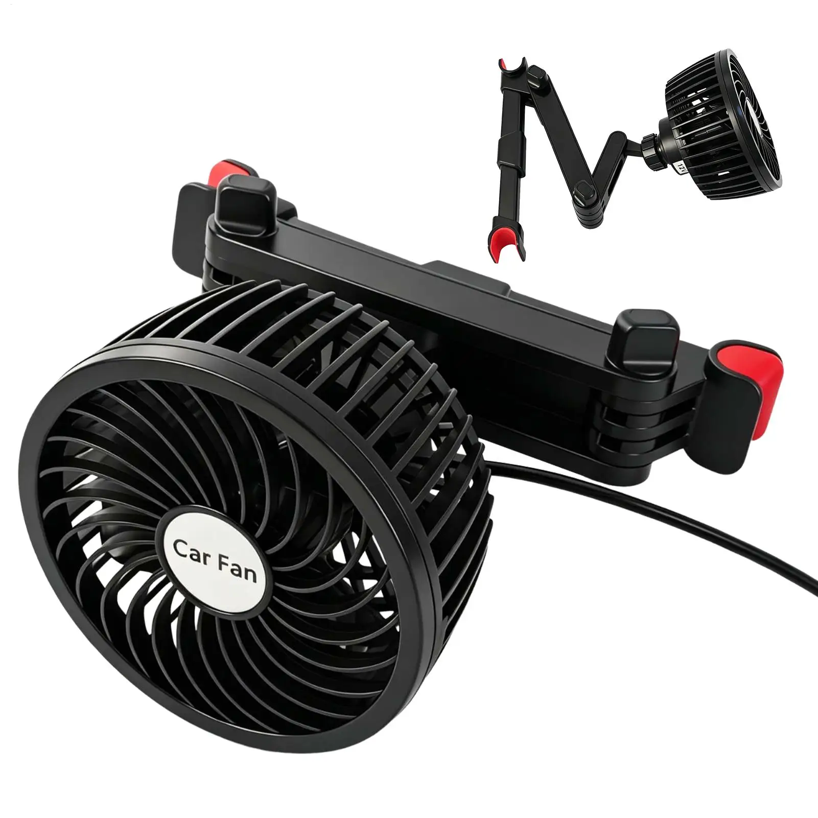 Angle Adjustable Car Fan for Back Seat 2 Speed Low Noise Cooling Fan for SUV RV Sedan Truck Travel Daily Driving