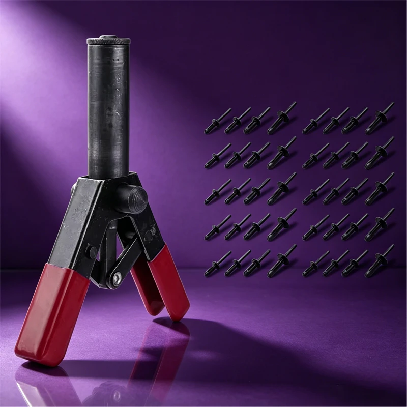 Plastic Rivet Gun Set Multifunctional Poly Rivet Gun Quick Set For Fastening Door Panels & Automotive Trim 40 Pieces POM Rivets