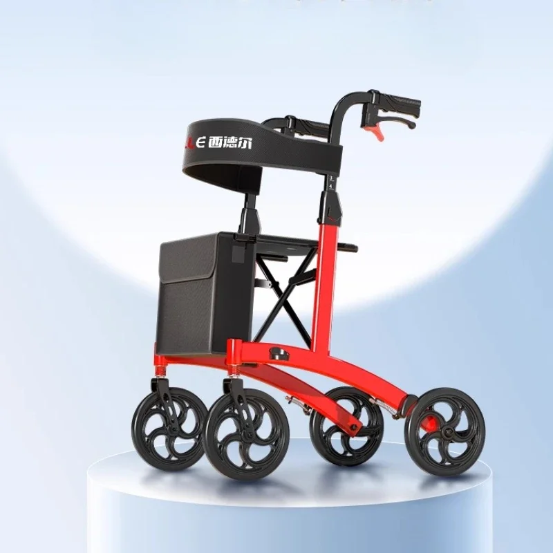 Lightweight Rehabilitation Foldable Rollator Walkers for Seniors with Seat - Adult Rolling Walker with Brakes, 300 Lb Capacity