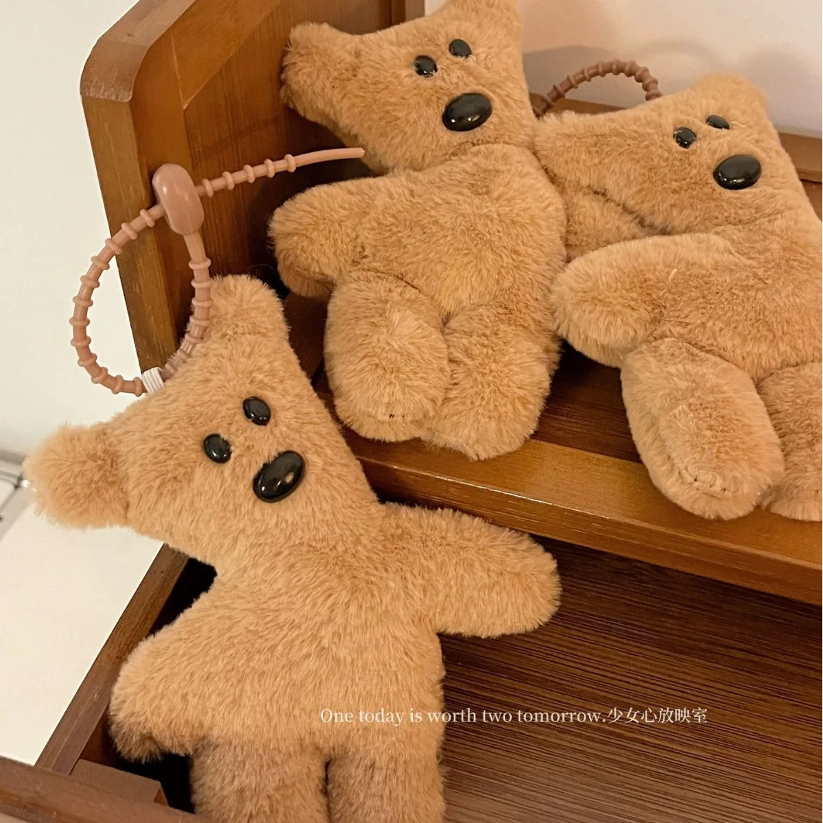 New Plush Biscuit Teddy Bear Crooked head soft doll  Bag Pendant  funny Cute Backpack Key birthday Gift