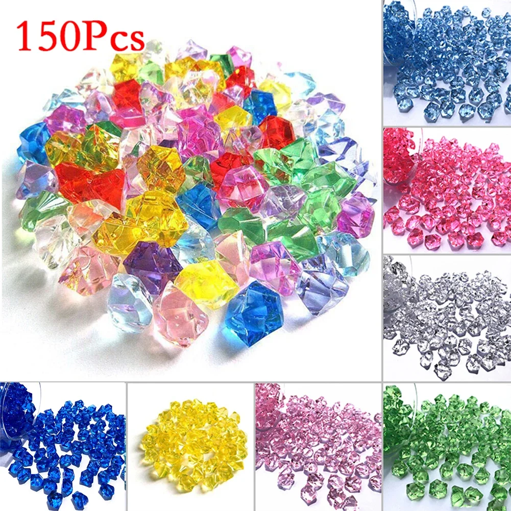 150 Pcs Acrylics Plastic Gems Home Decoration Ice Particles Colored Stones Children\'s Jewelry Diamond Toys Craft