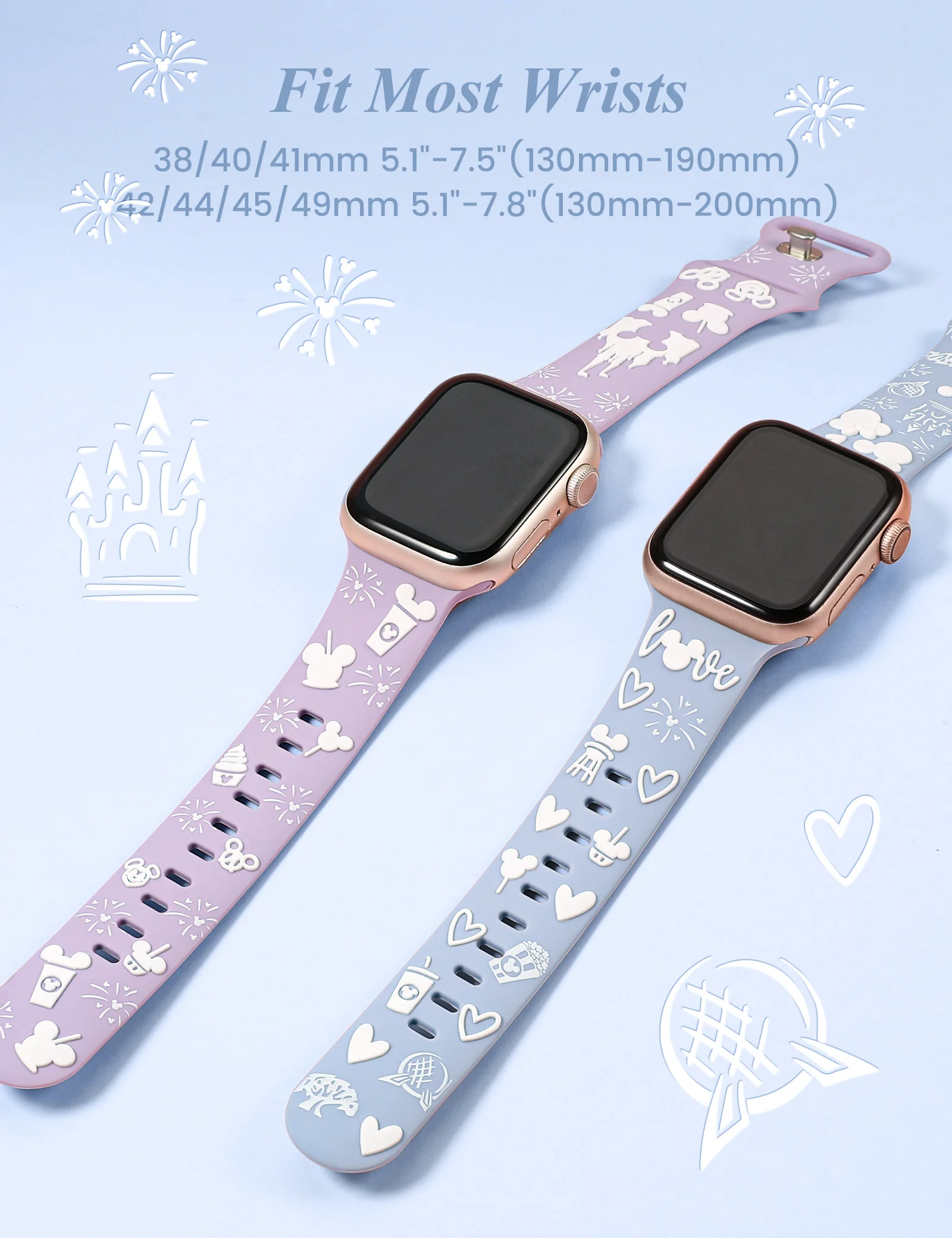 Wearlizer pulseira de desenho animado 3d para apple watch band 41/40/38/49/45/44/42mm pulseira de silicone de dois tons fofa para iwatch se 9 8 7 6