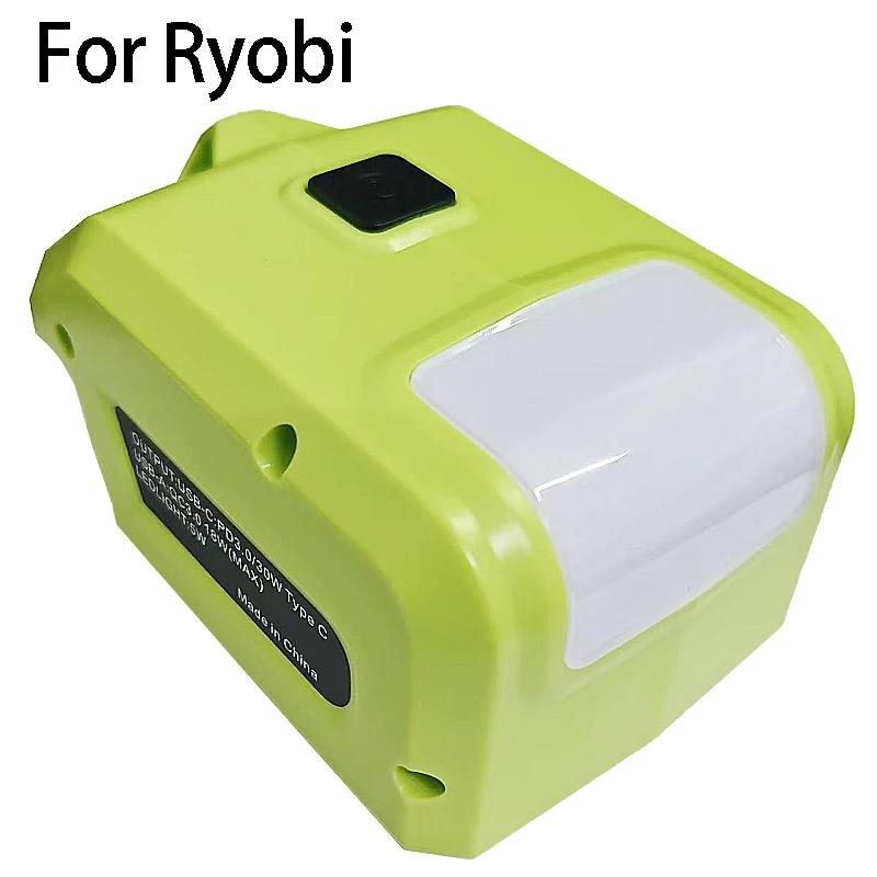 

Battery Adapter for Ryobi 40V Lithium Battery Supports Mobile Phone Charging with USB and Type-C Ports 5W LED Work Flashlight