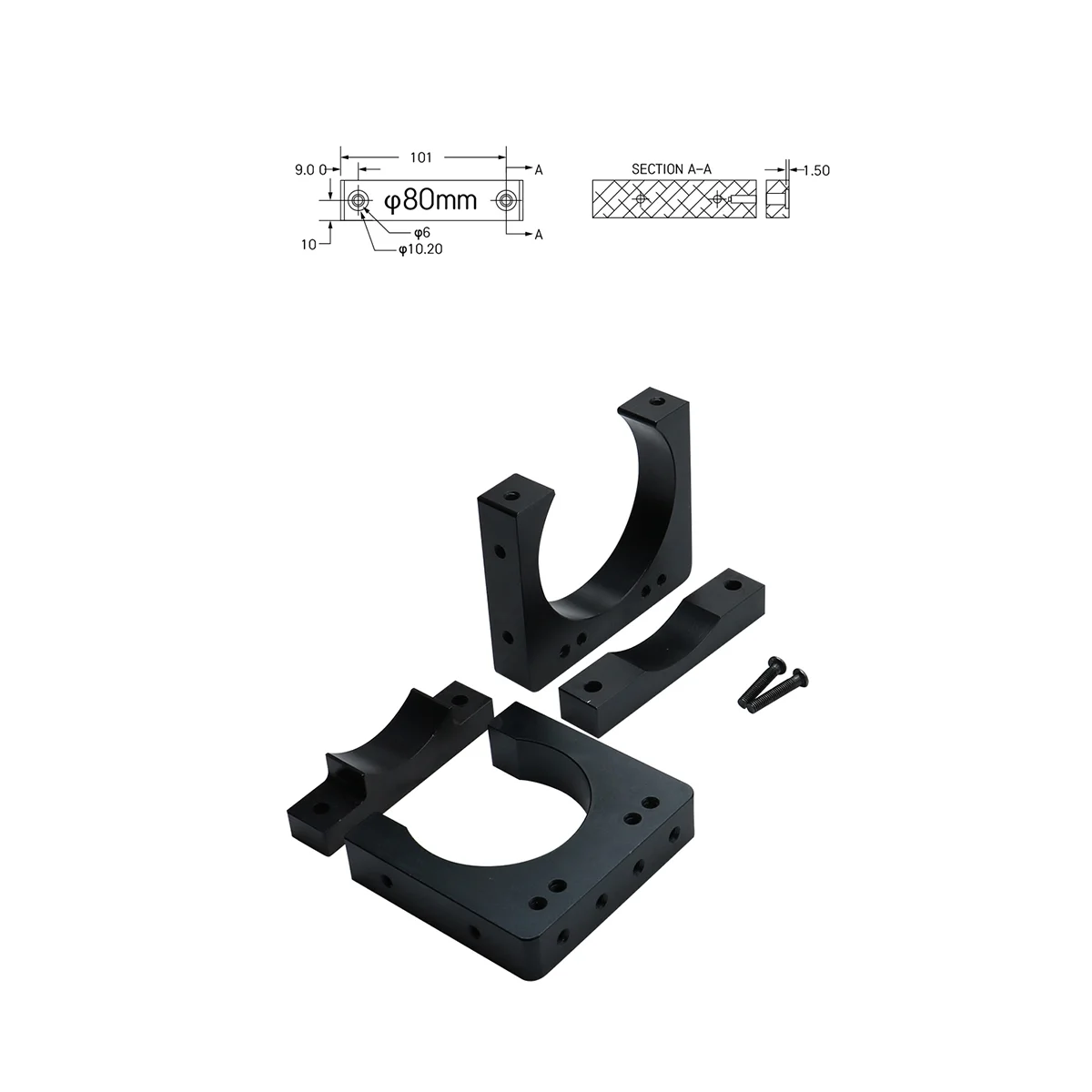 

2 Pcs CNC Engraving Machine Diameter 80mm Spindle Motor Fixture Aluminum Support Mounting Base Bracket(80mm)