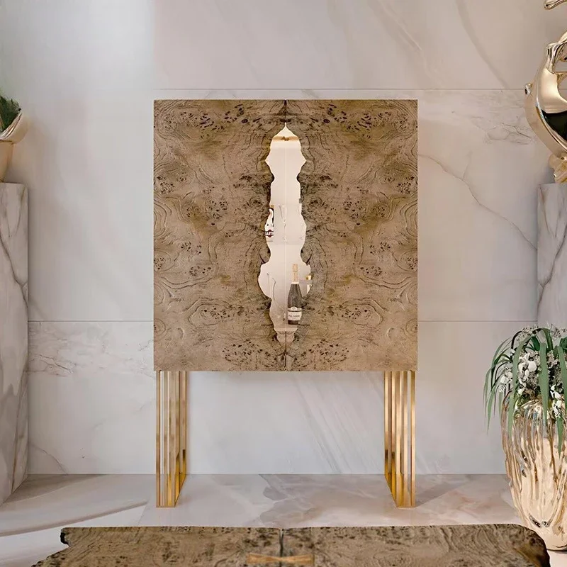 الفن الفاخر الخفيف المصنوع من الفولاذ المقاوم للصدأ El wi ne cab inet، مصمم منزل الفيلا الصلبة woo d Advanced creat ive #4