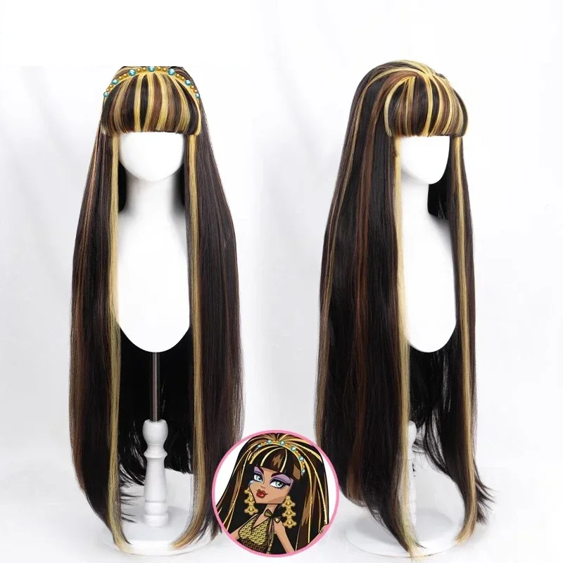 Monster High Cleo De Nile Cosplay Wig Long Hair Props Movie Woman Role Play Performance Halloween Christmas Carnival