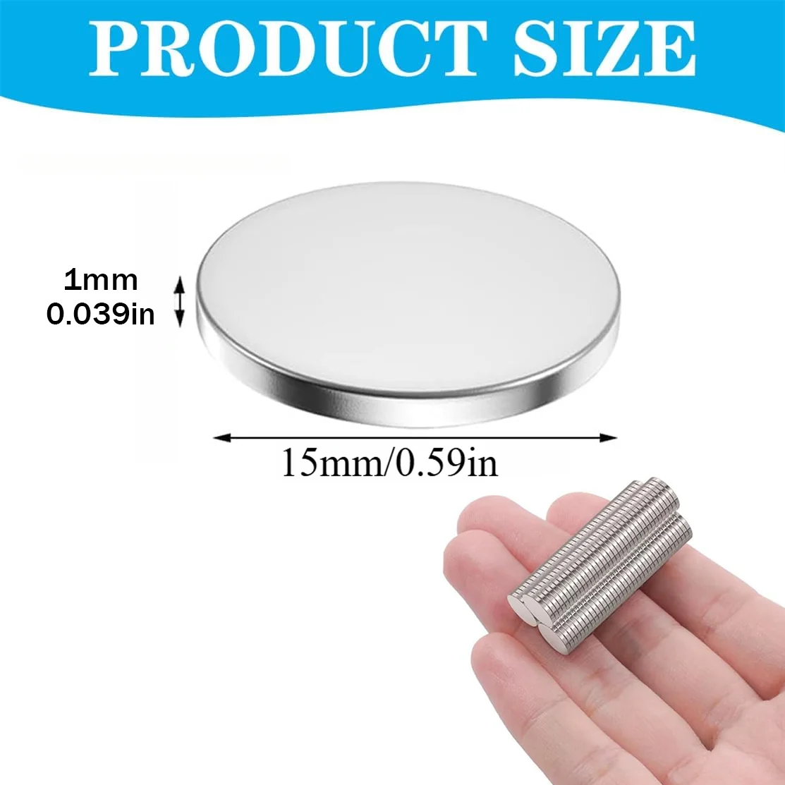 15x1/15x2/15x3mm Disc Magnets of Different Sizes, Suitable for Photo Walls, Experiments, Storage Cabinets, and Tool Storage