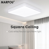 Square Ceiling Lamps Modern Silver 24/36/48W with 110V 220V Ultra thin Cold Warm White Neutral LED Ceiling Light for Living Room