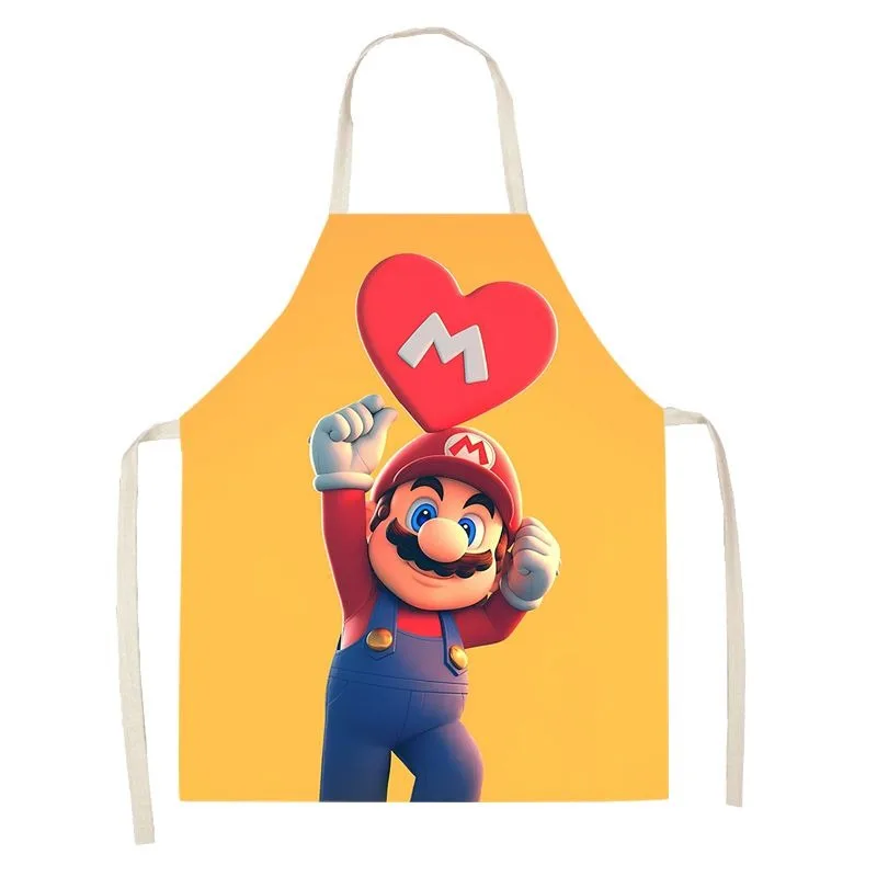 Cute cartoon Super Mario apron anti-fouling kitchen cooking baking apron sleeveless waist men and women parent-child apron