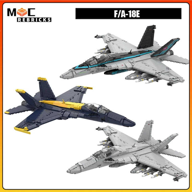 MOC Building Blocks Multi-purpose Military Fighter F/A-18E Shipborne Aircraft With missiles Weapon Model Creative Bricks Toys