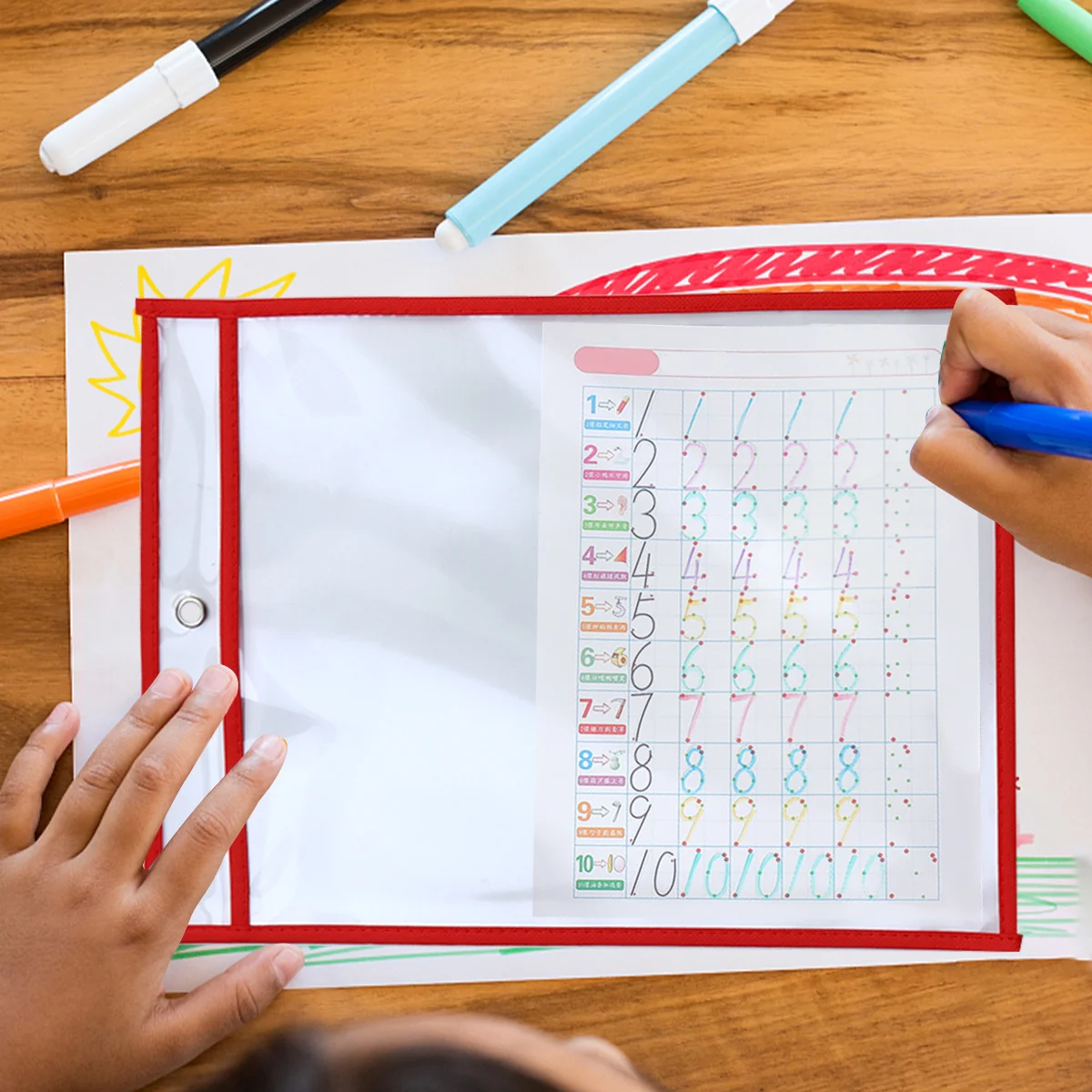 11 Buah Kantong File Penghapus Kering Kantong Dokumen Hewan Peliharaan yang Dapat Digunakan Kembali untuk Perlengkapan Pengajaran Sekolah Tas Penyimpanan Transparan