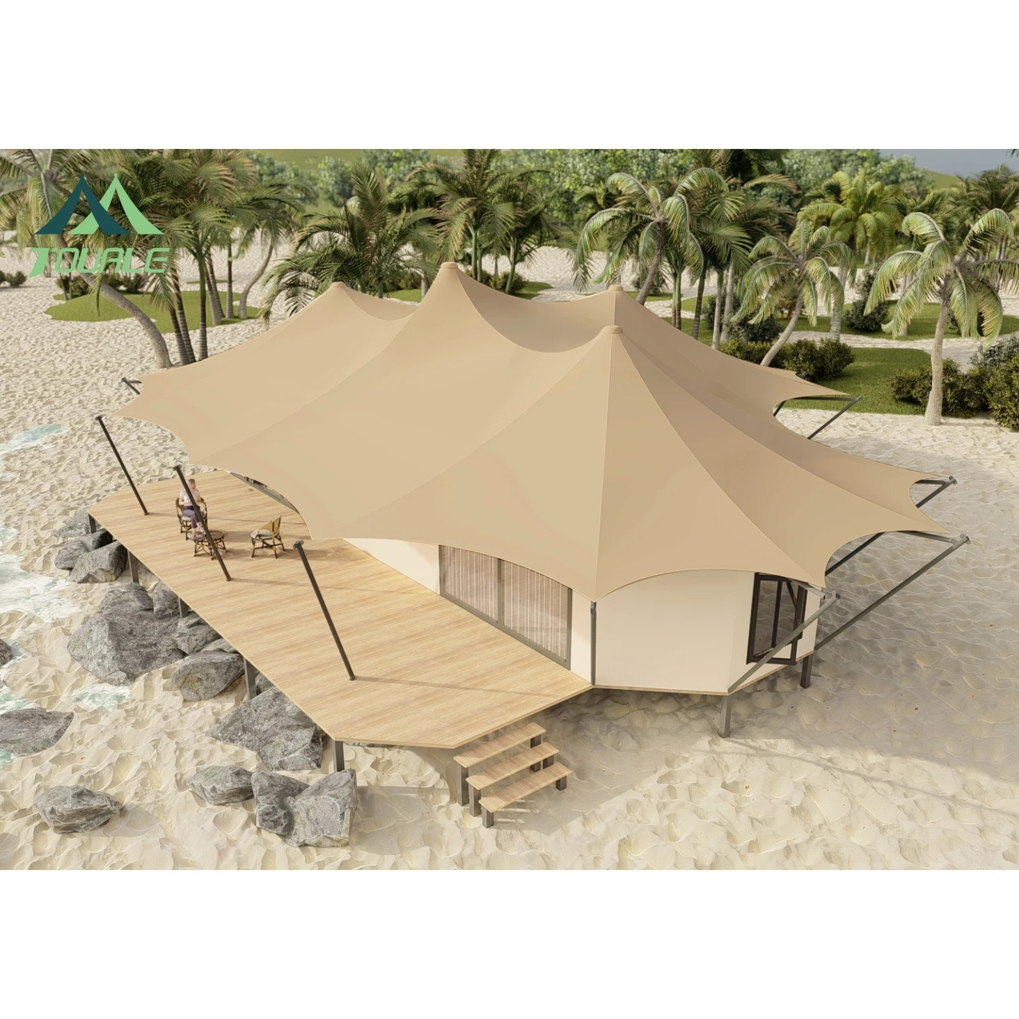 خيمة خارجية فاخرة بغرفتين وغرفة معيشة واحدة، خيمة Super Family Glamping، منتجع سفاري، خيمة فندقية مخصصة