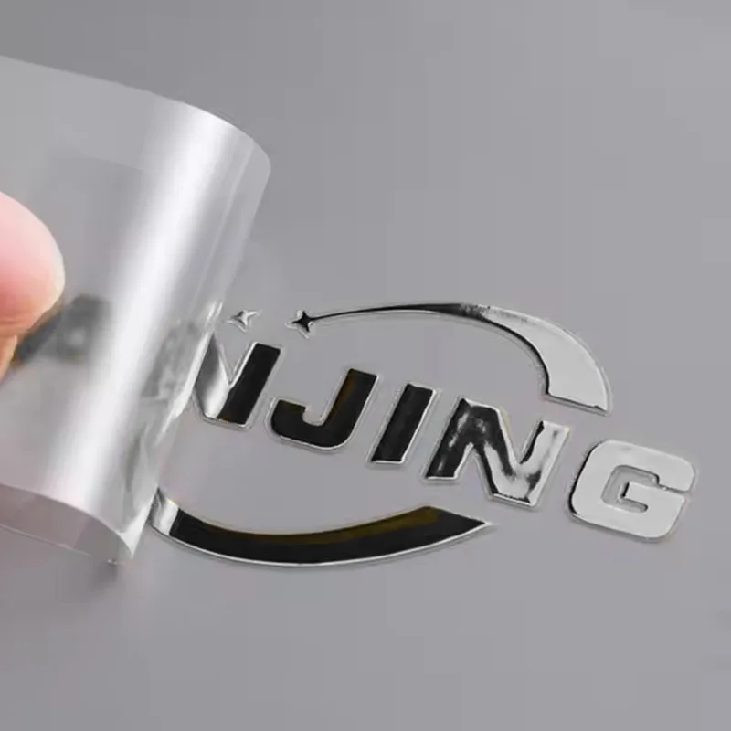 50 PCS Custom Silver DTF Transfer Sticker Custom Color Transfer 3D Sticker DTF UV Decal Brand Company Logo Vinyl