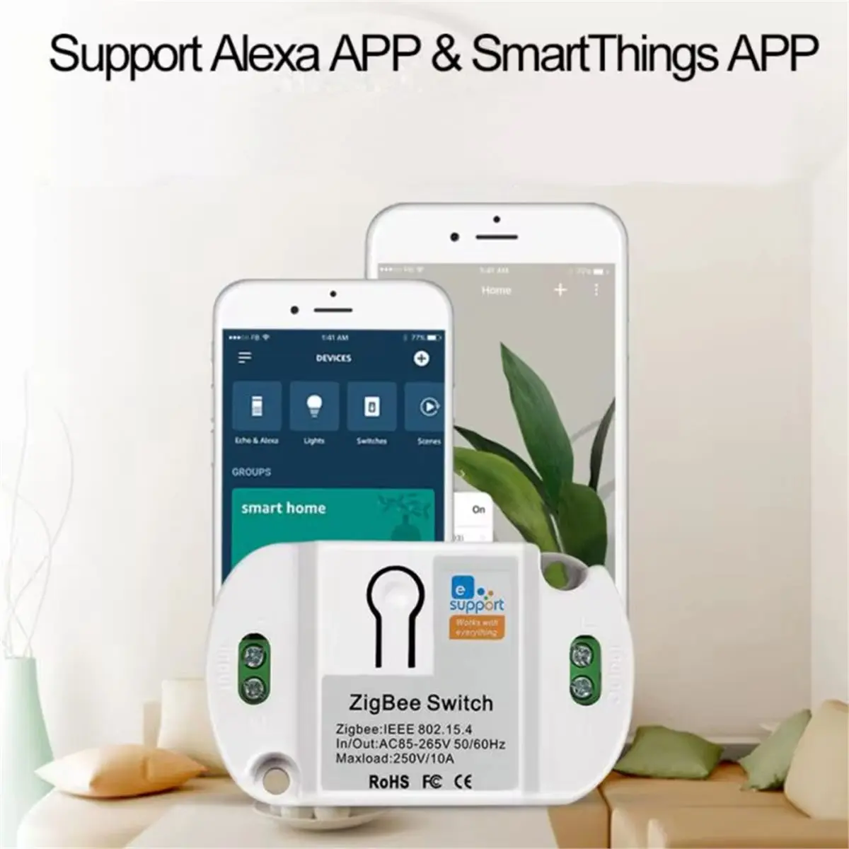 AU47-ZigBee 3.0 Smart Switch 10A 265V DIN Rail Module, Wireless Remote Control Voice App Automation, Smart Home Relay Module