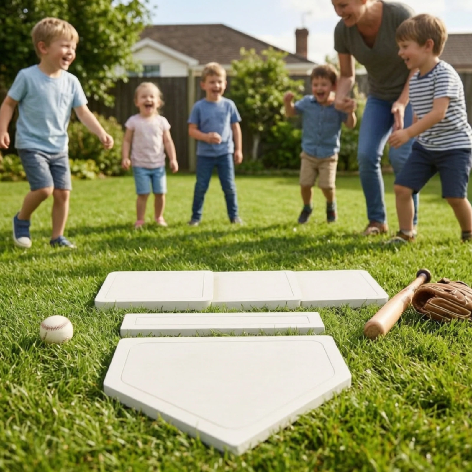 5 Pieces Rubber Bases with Pitcher's Plate Flat Base Set with Base Plate Baseball Base Set Waterproof Sports Equipment Sturdy