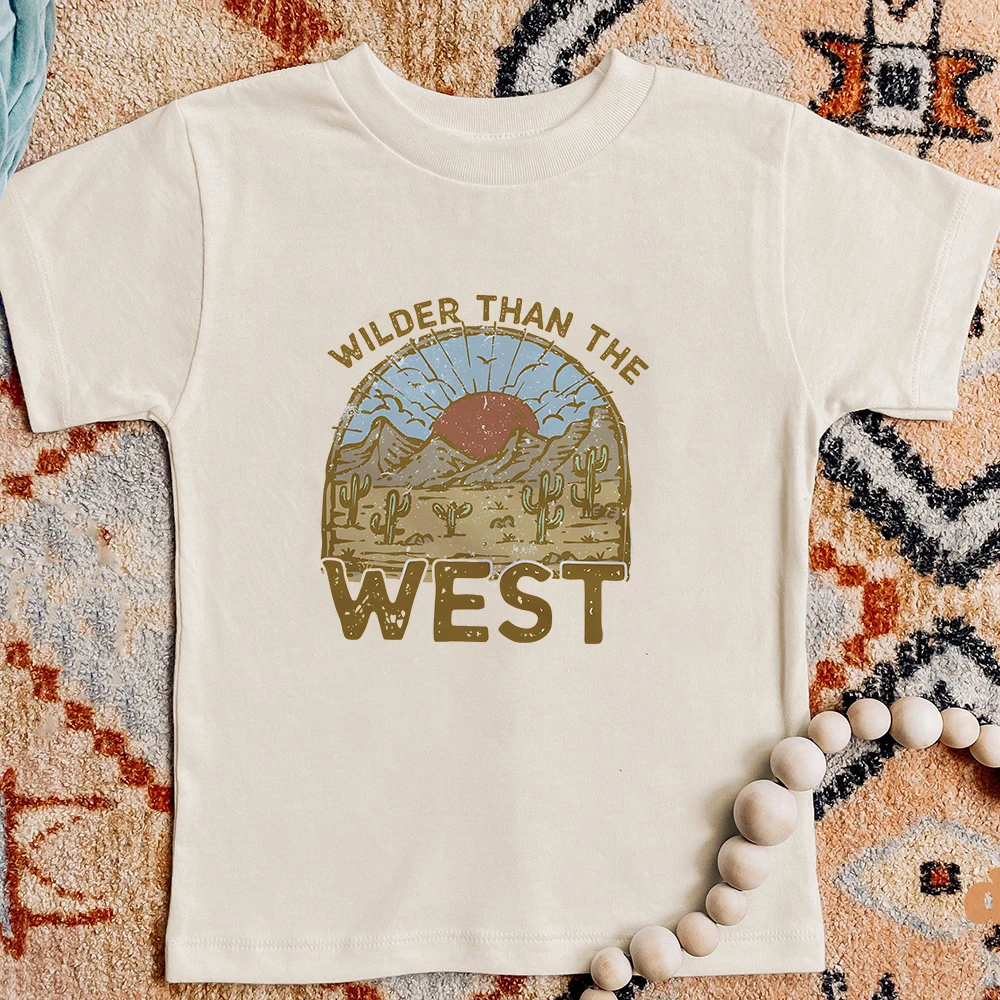 Wilder Than The West Toddler Shirt  Vintage Desert Kid Short Sleeve Tee Western Natural Toddler & Youth Tee Clothes