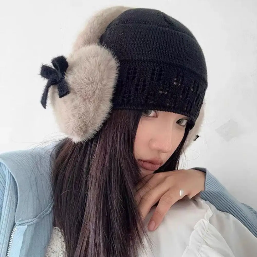 

New Kawaii Bow Knot EarMuffs Thickened Fashion Heart Fluffy Ear Muffs JK Girls Earplugs Plush Women Ear Cover