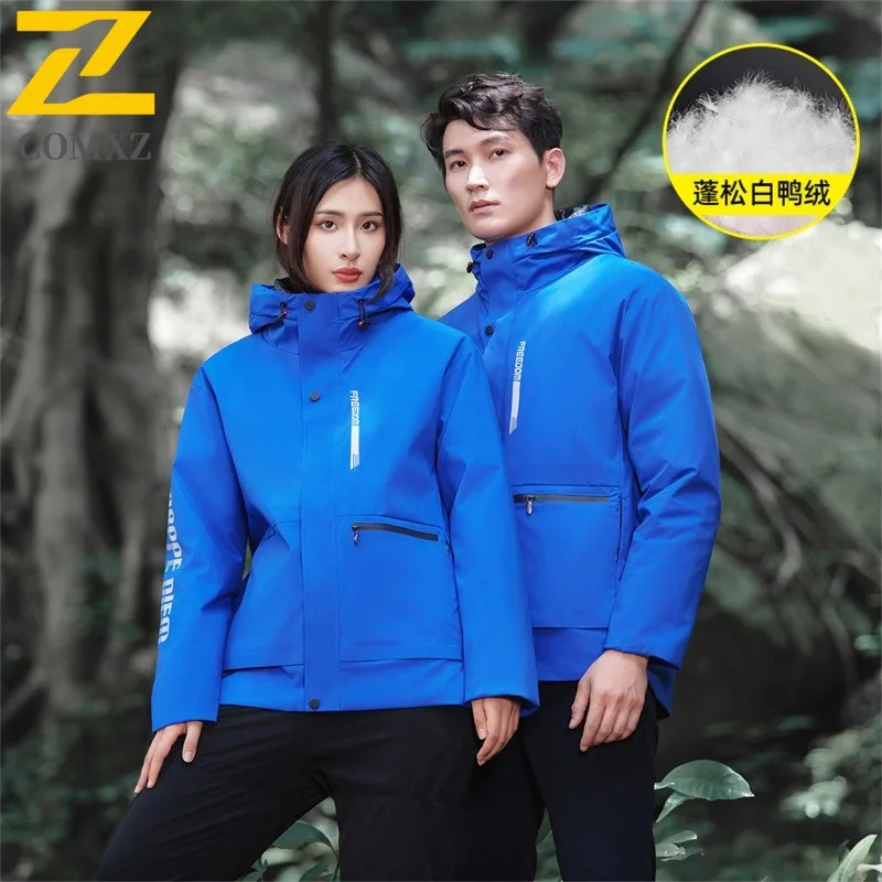 COMXZ Neutral New Down Jacket  3-in-1 Adventure Thickened Warm Windbreaker Casual Travel Cold Protection Autumn Winter Coat