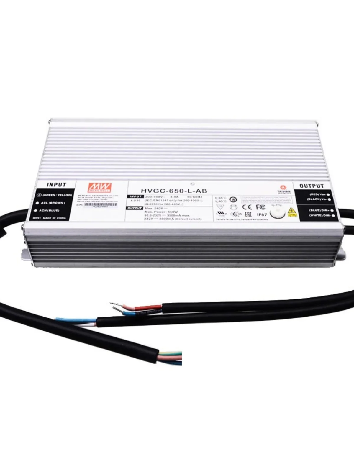 Mingwei Power Supply HVGC-650-M/L/H/U-AB 650W Constant Power LED Driver 3-in-1 Dimming