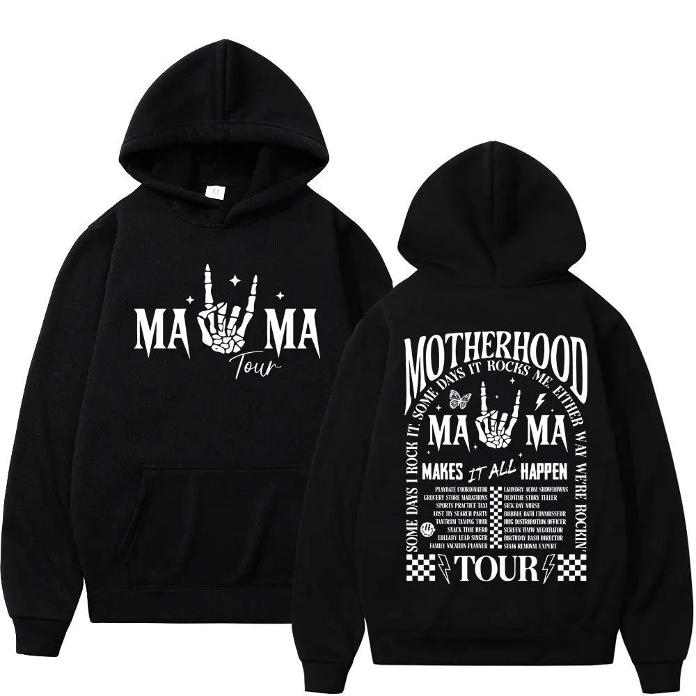 

The Motherhood Tour Print Hoodie Men's Women's Harajuku Rock Hooded Sweatshirts Fashion Hip Hop Oversized Pullovers Streetwear