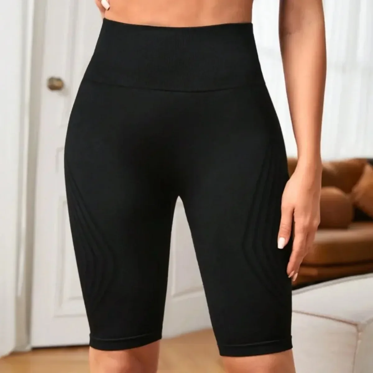 Short de sport sans couture pour femme, taille haute, fitness, yoga, élastique, entraînement de gym, levage des fesses, pantalon court à cinq points