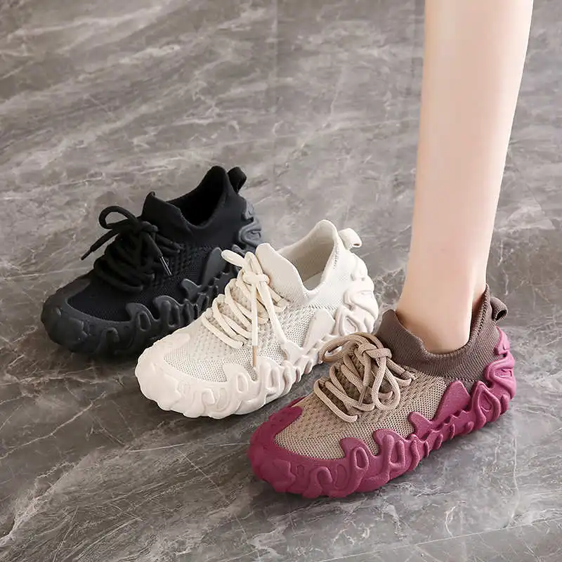 Plataform Round Foot Beige Ankle Boots Woman Sneakers With High Top Shoes Luxury Women's Moccasin Sports Outing Super Cozy