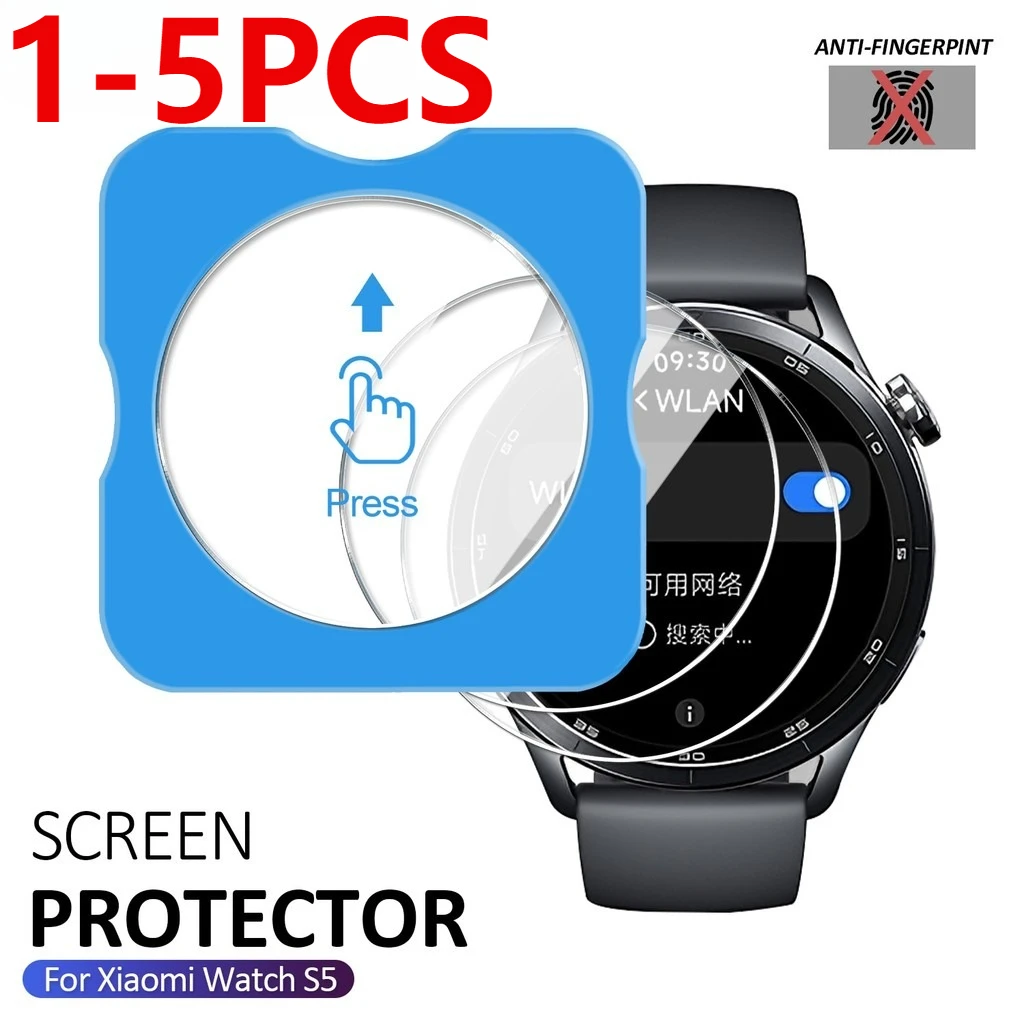 1-5PCS 9H HD Clear Protective Film for Xiaomi Watch S5 Screen Protector Auto Alignment Tempered Glass Easy Install for Xiaomi S5