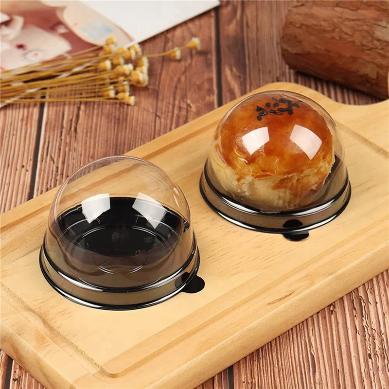 Förderung! 250 Stück Mini-Cupcake-Behälter, durchsichtige Kunststoff-Kuchenbox mit Kuppeldeckeln für Muffin, Mondkuchen, Dessert, Käse, Gebäck