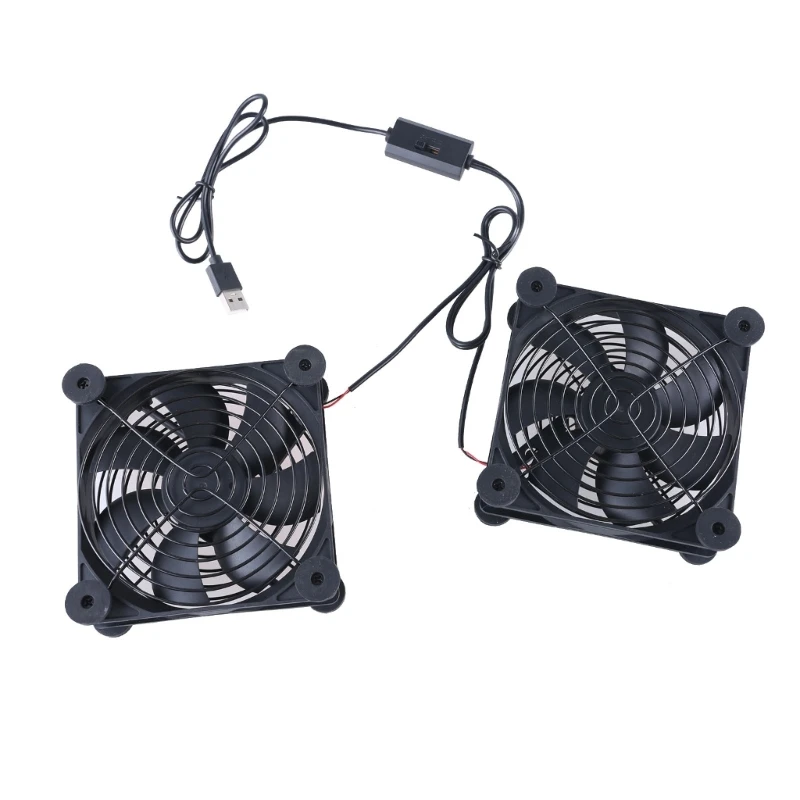 120mm 5V Double USB Fan for Efficient Heat Dissipation 2000rpm Speed for Electronics and Exhaust Ventilation