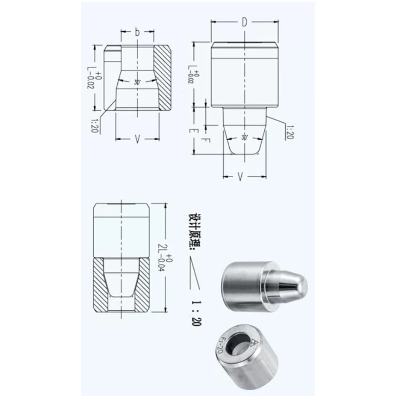 Suitable for Rubber Silicone Blow Bottle Auto‑Shoes Aluminum Mold,F1‑Type Fine Positioning Guide Post & Guide Sleeve