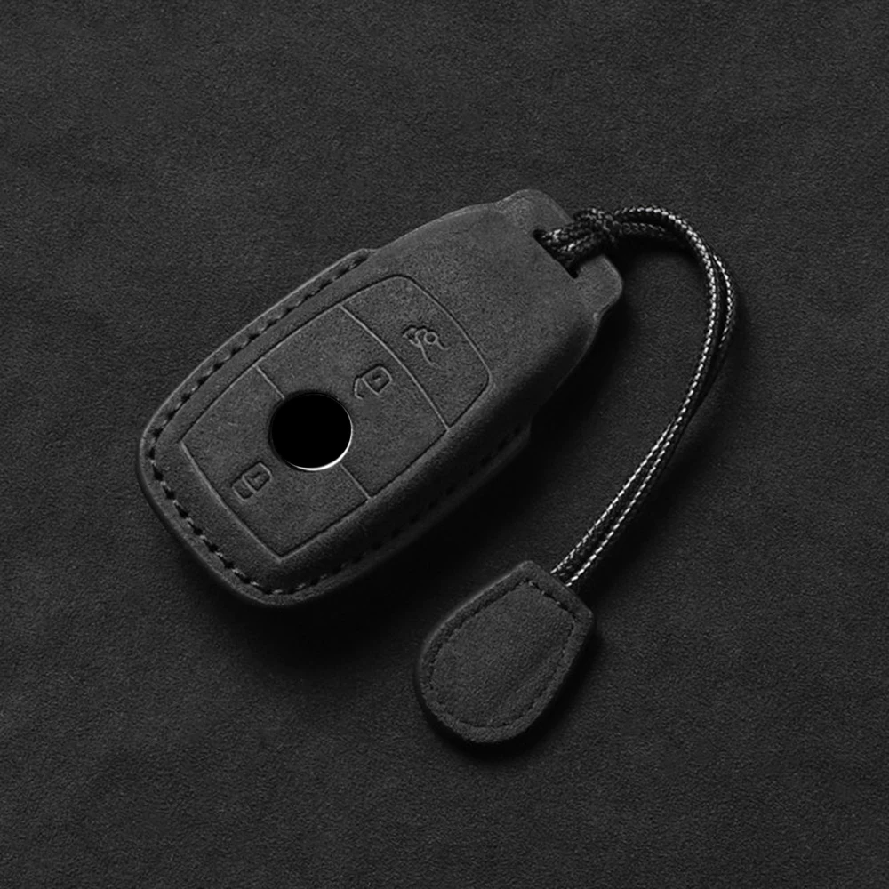 

Suede Key Fob Cover For Mercedes Benz A Class W177 2019-2021 Soft Touch Smart Key Case Protector Shell Interior Black Auto Parts