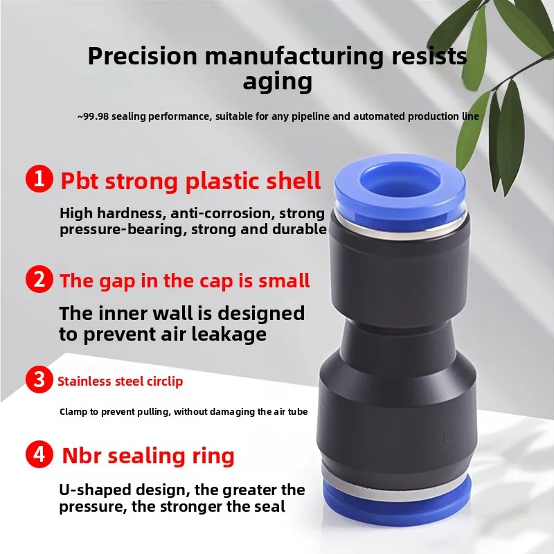 Pneumatic Quick Connector PU Straight Air Tube 8 Way Quick Plug 4PG6 Air Pump Fitting