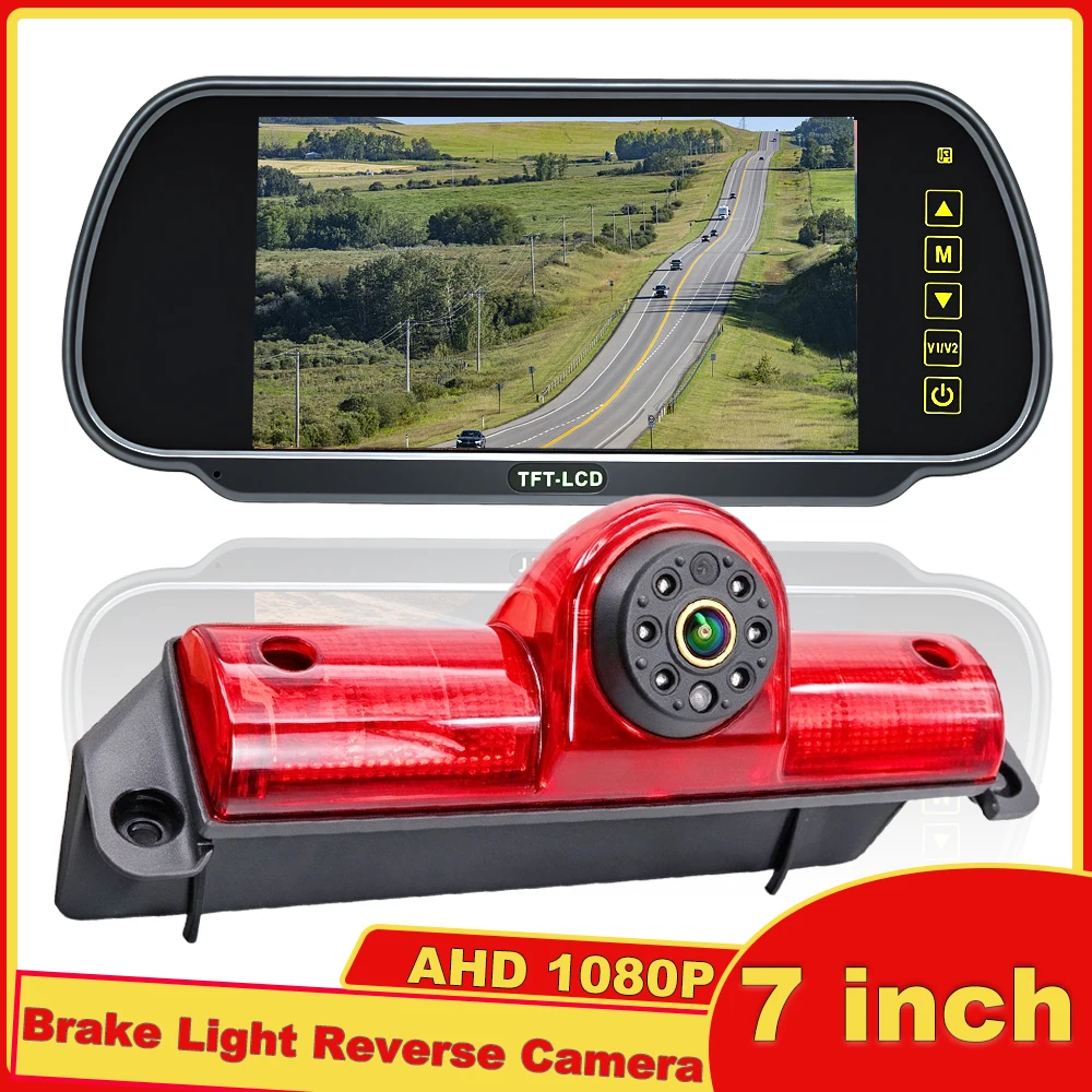 7-inch Car Rearview Mirror Display Screen With Car Brake Light Camera For Chevy Cargo Van 1500 2500/3500 2003-2019