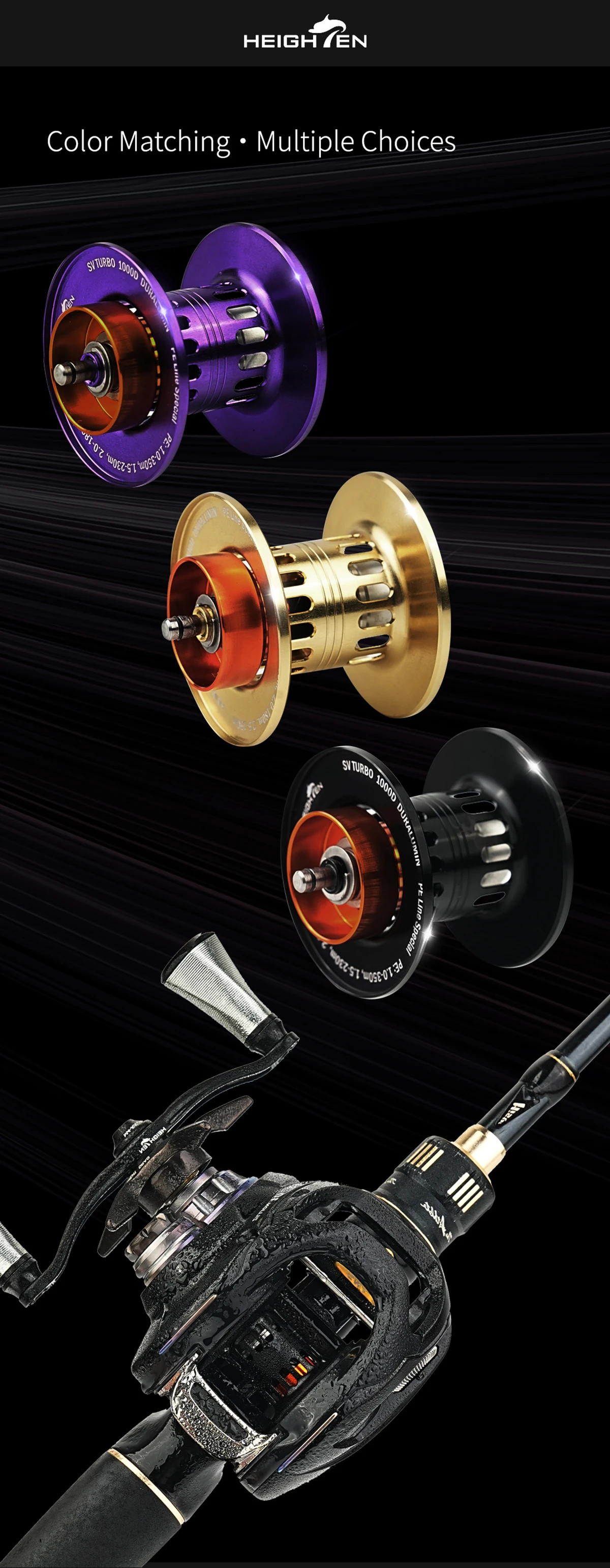 HEIGHTEN 1000D Zweistufige Bremse, Tiefes Spulendesign, Luftfahrt-Aluminium-Material, Passend für DAIWA Baitcaster, Köderangeln – Detail 7