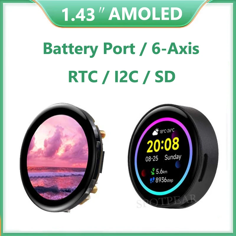 Raspberry Pi Pico 2 RP2350 1.43 inch AMOLED TouchScreen Development Board QMI8658 6-Axis | PCF85063 RTC | SD