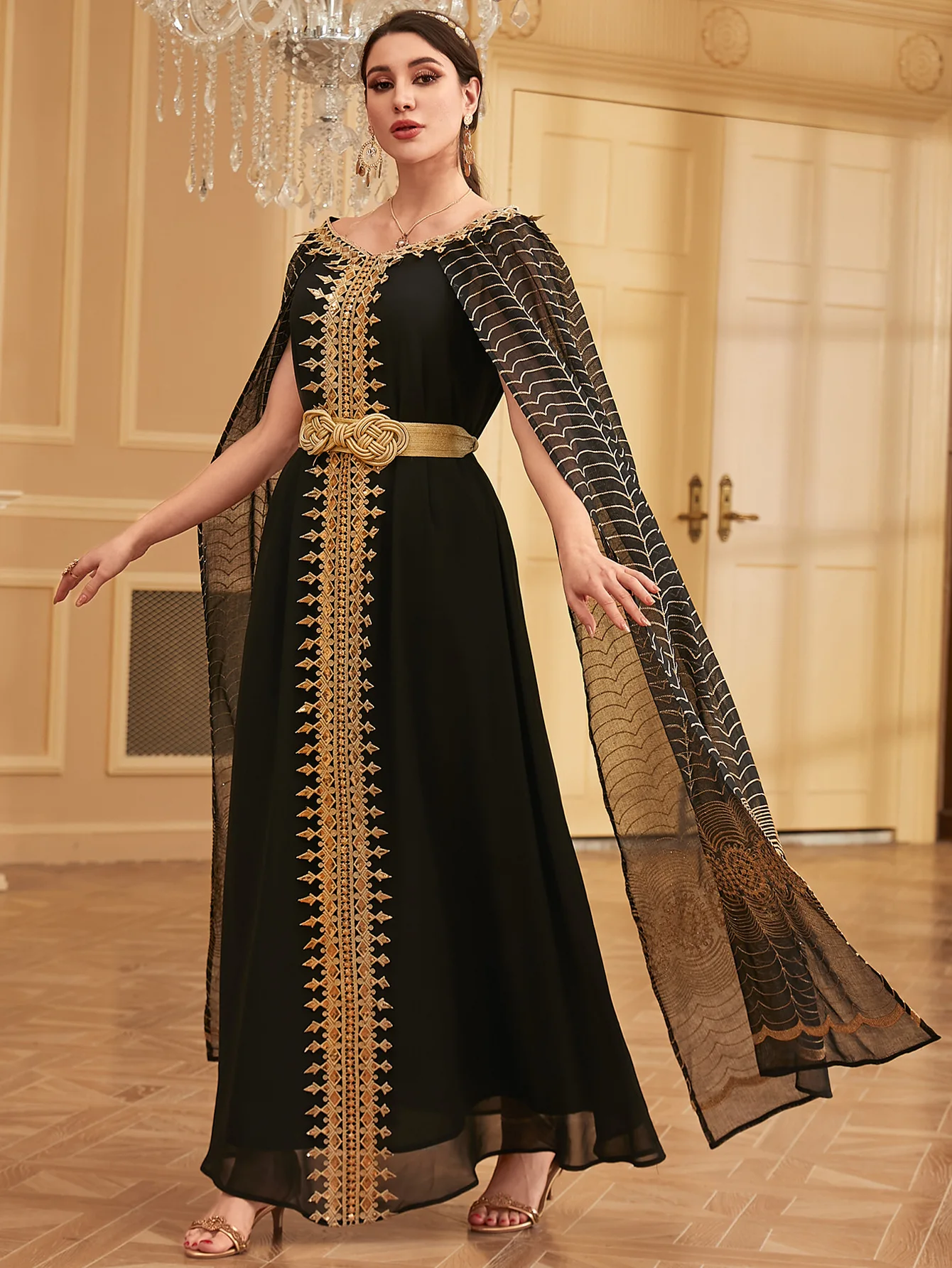 Vestido longo do bordado para mulheres, Abaya, Marrocos, Dubai, Kaftan, Eid, muçulmano, árabe, Ramadan, Islã, Jalabiya, Abayas, vestidos de festa