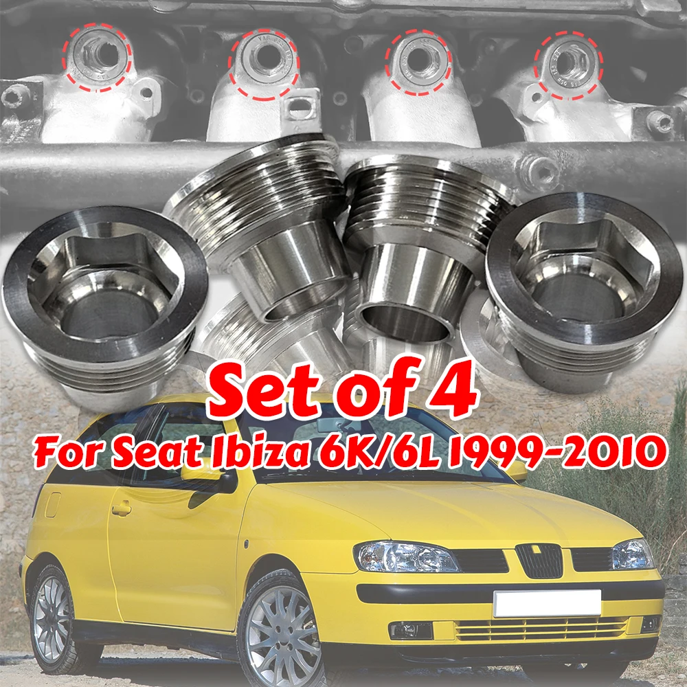 4X Fuel Injector Insert For Seat Ibiza 6K 6L Upgrade Aluminum Cup Seat Car Replacement Parts 1999 2000 2001 2002 2003 2005-2010